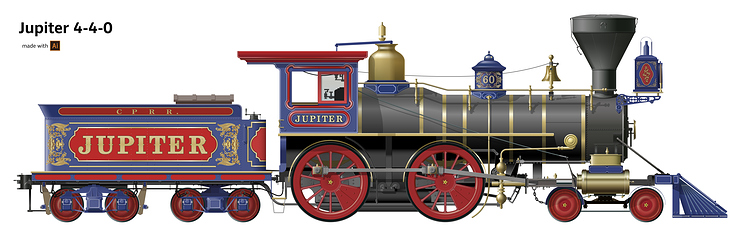 The Jupiter 4−4-0 Dampflokomotive  Central Pacific Railroad