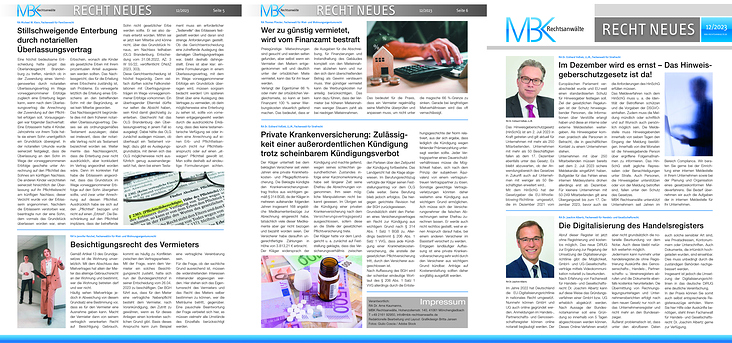Newsletter Kanzlei (vierteljährlich)