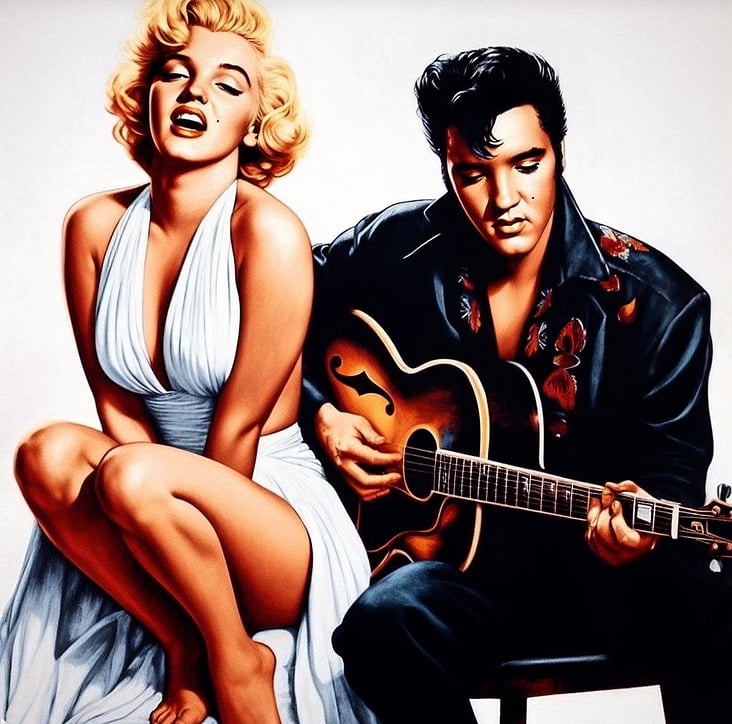 Elvis and Marilyn seen by Tony Beech and ai