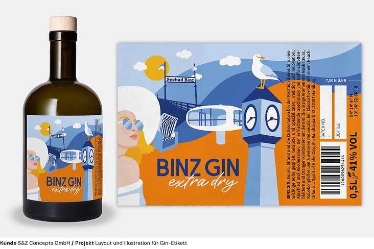 BINZ / Etikettgestaltung, Illustration, Logo