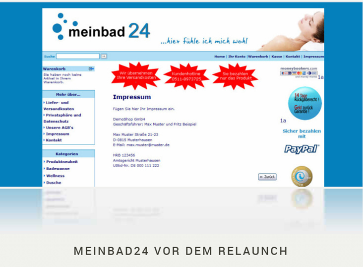 Projektübernahme MeinBad24 | Webshop Alt