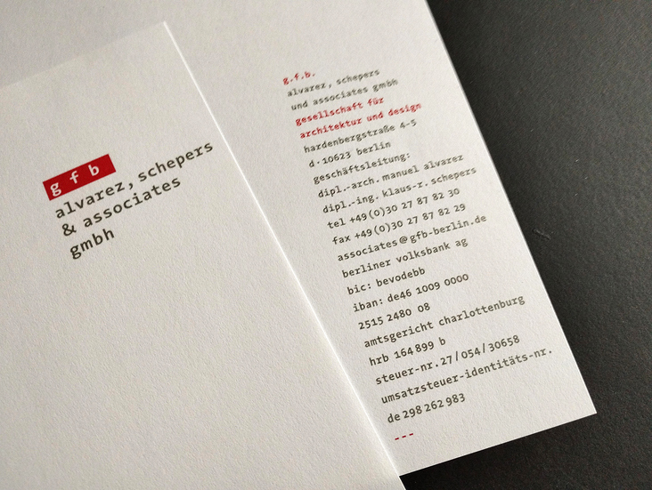 Briefausstattung GFB · Gesellschaft für Architektur & Design