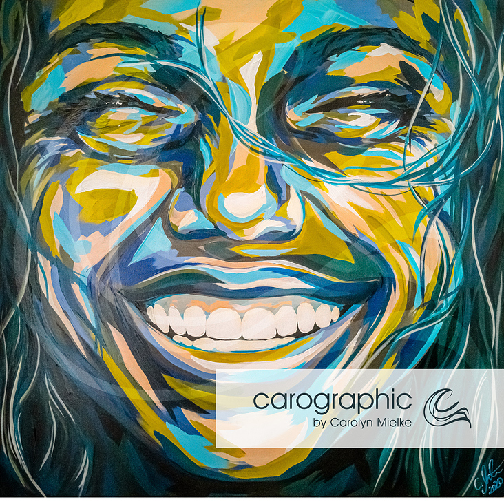 Porträt Pop Art Malerei von Carolyn Mielke carographic Kunst bunte Gesichter