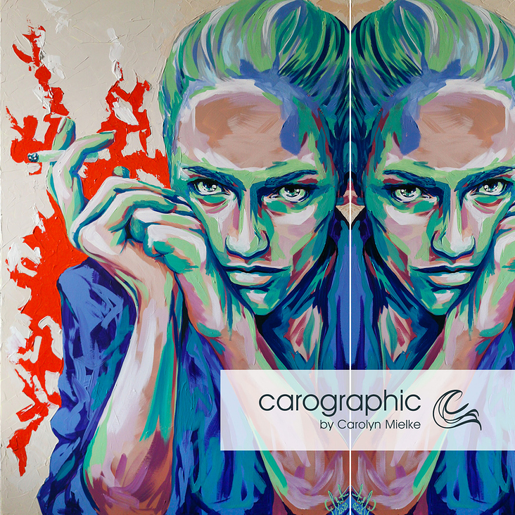 Porträt Pop Art Malerei von Carolyn Mielke carographic Kunst bunte Gesichter