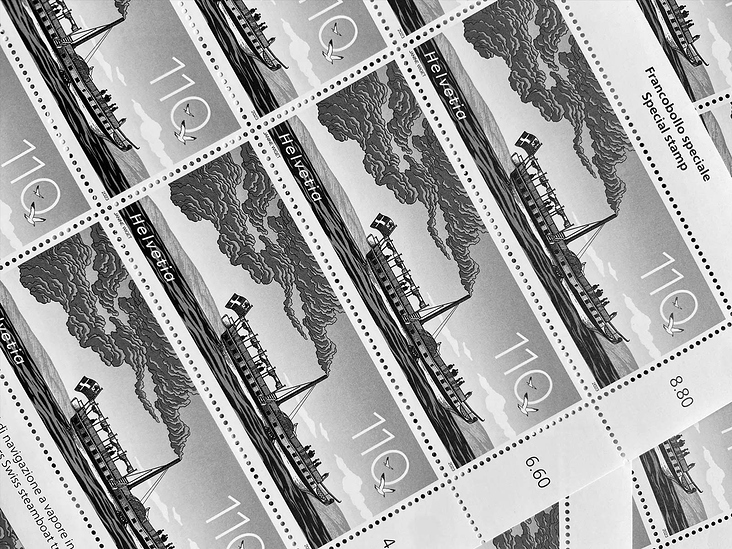 Briefmarke 200 Jahre Dampfschifffahrt Schweiz