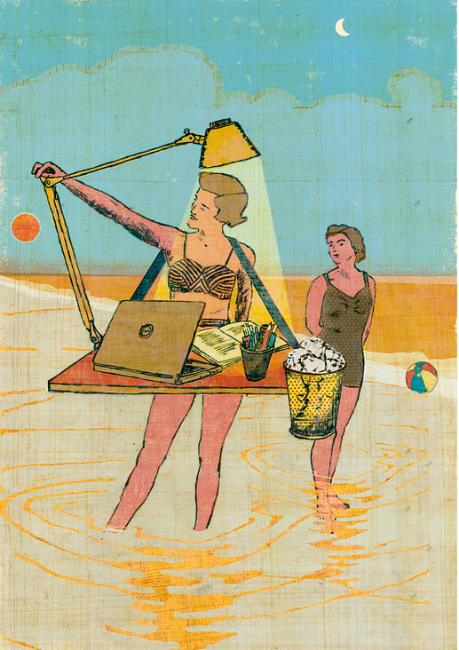 Beach, Work, Life Balance,. Für das Magazin Psychologie Heute