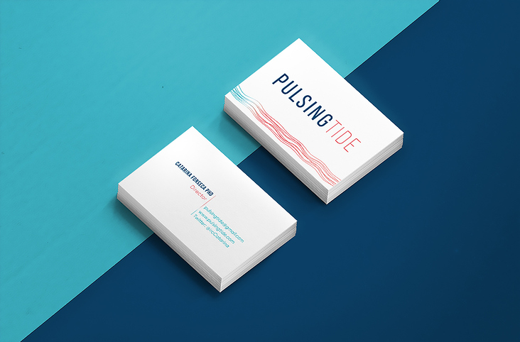 Pulsing Tide – Branding, Logo Design, Visitenkarten und Kommunikationsmaterialien