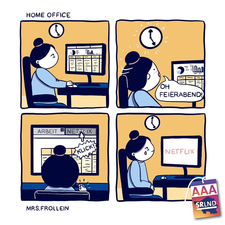 Cartoon für den SR: Homeoffice