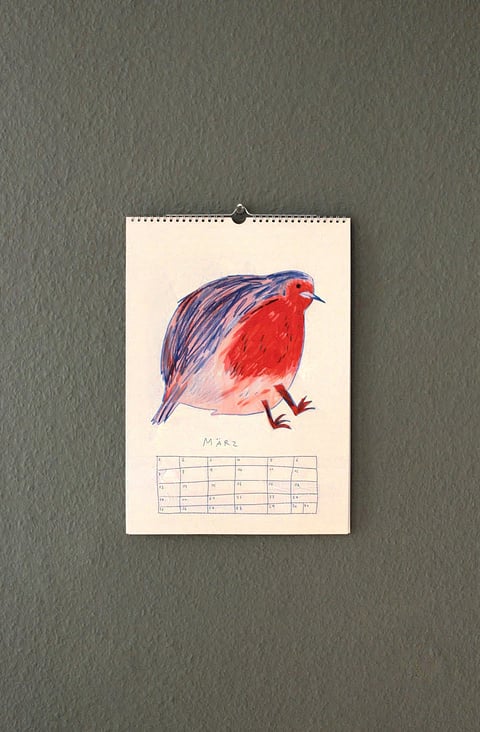 Rotkehlchen. Tierkalender—Gouache—2021