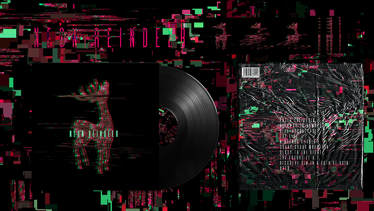 Record Sleeve and Web Content design for the music artist Neon Reindeer