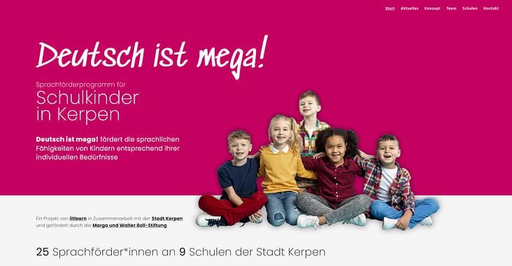 Onepager für das Sprachförderprojekt „Deutsch ist mega!“ an Schulen in Kerpen