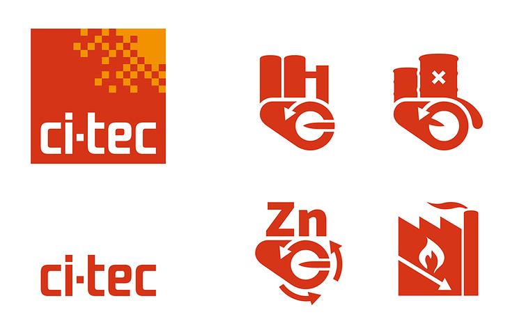 Unternehmenslogo für ci-tec und Icons für Produktlinien