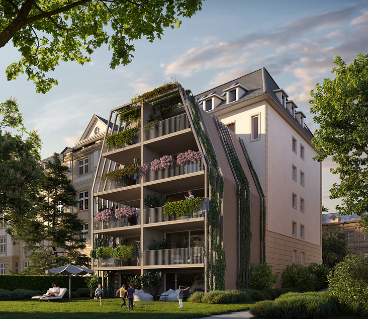 Außen- und Innenvisualisierung eines fabelhaften Wohnhauses in Frankfurt