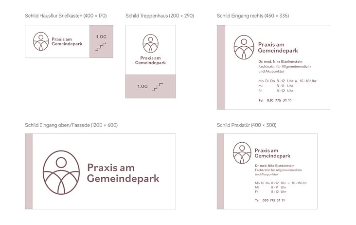 Beschilderung / Übersicht – Corporate Design für Arztpraxis am Gemeindepark