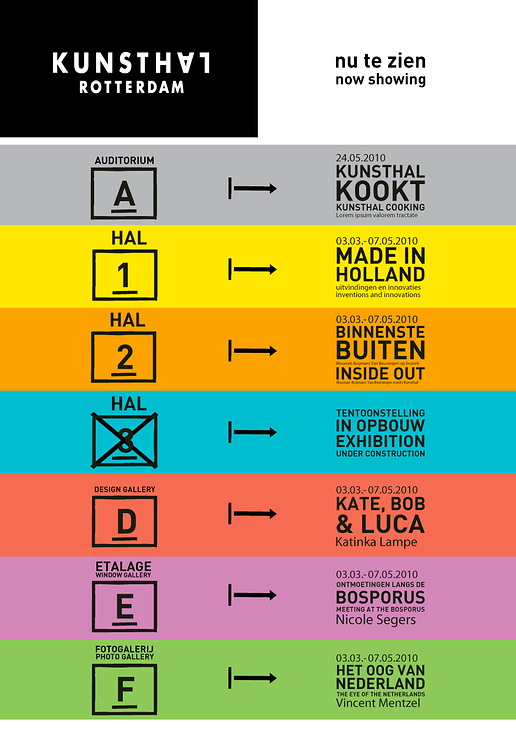 Kunsthal Rotterdam Signage System – Poster with reference to signage in space / exhibition spaces