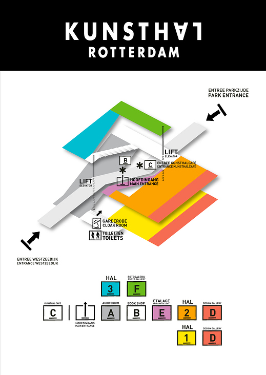 Kunsthal Rotterdam Signage System – Poster with floor plan / exhibition spaces