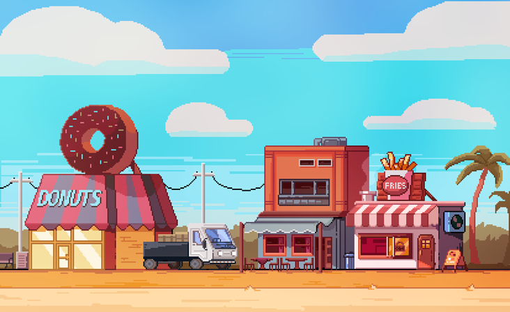 Pixel art beach city