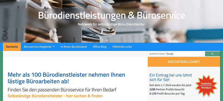 Bürodienstleistungen Portal