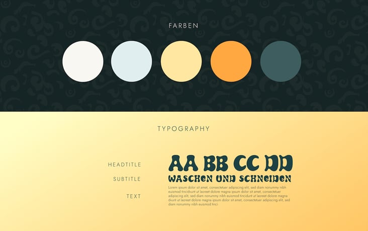 Farben und Typografie Wuschelschnitt