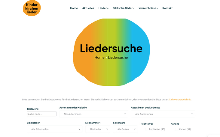 Liedersuche – Suchformular