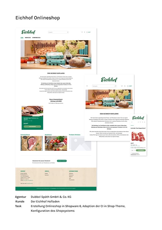 Der Eichhof Onlineshop Design Adaption