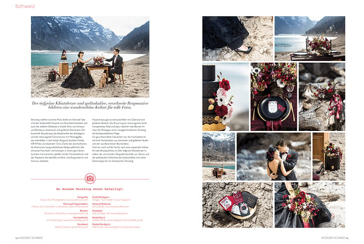 Editorial-Design, Gestaltung einer Doppelseite des Magazin HOCHZEIT