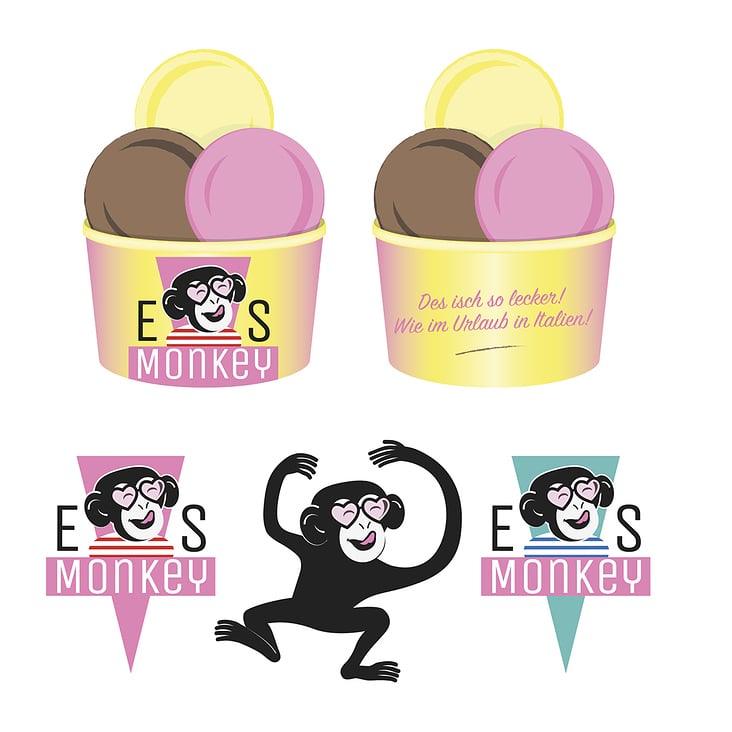 Logo und Maskottchen für Eisdiele