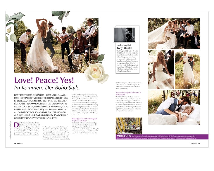 Editorial-Design, Gestaltung von Einzelseiten des Magazin HOCHZEIT