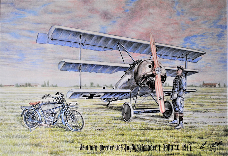 Jagdflieger Leutnant Werner Voss Jasta 10 1917, Buntstifte