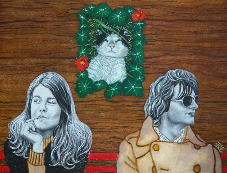 Das Paar und die Katze, 40 × 52 cm