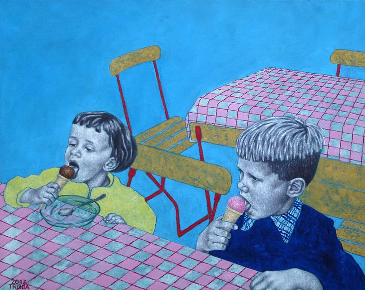 Ludwig und Inge essen Eis, 50 × 40 cm