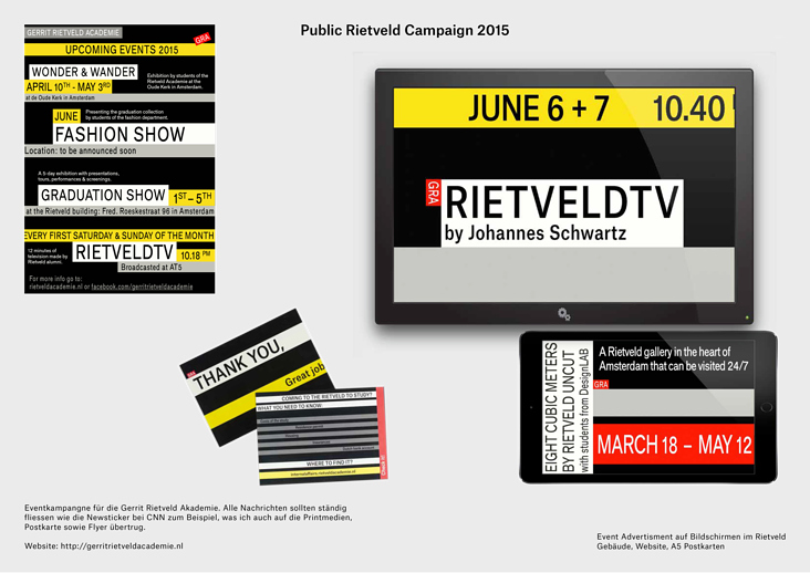 Eventkampagne für Gerrit Rietveld Academy (Poster, Postkarten. Flyer, Video Animation)