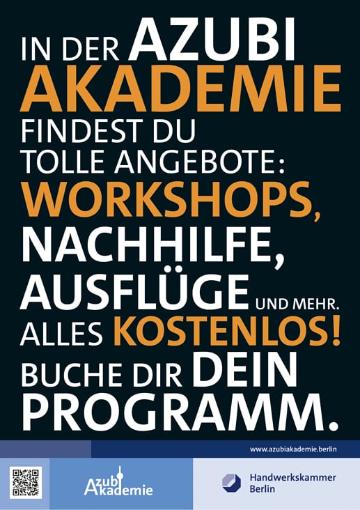 Plakat für AzubiAkademie (Handwerkskammer Berlin)