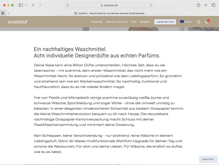 Website-Auftritt // scentme Duftwaschmittel