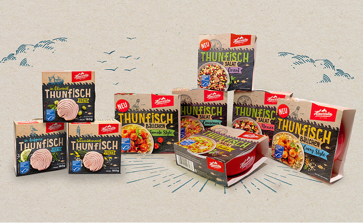 Hawesta. Packaging-Design für die Thunfisch-Range.