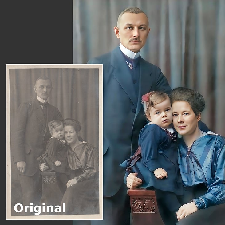 Familienfoto von 1913 koloriert