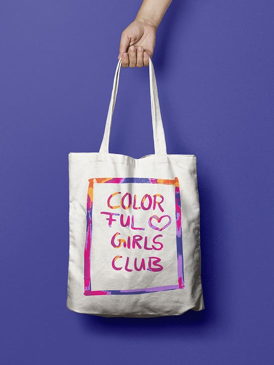 Print Design – Colourful Girls Club – Tote Mockup