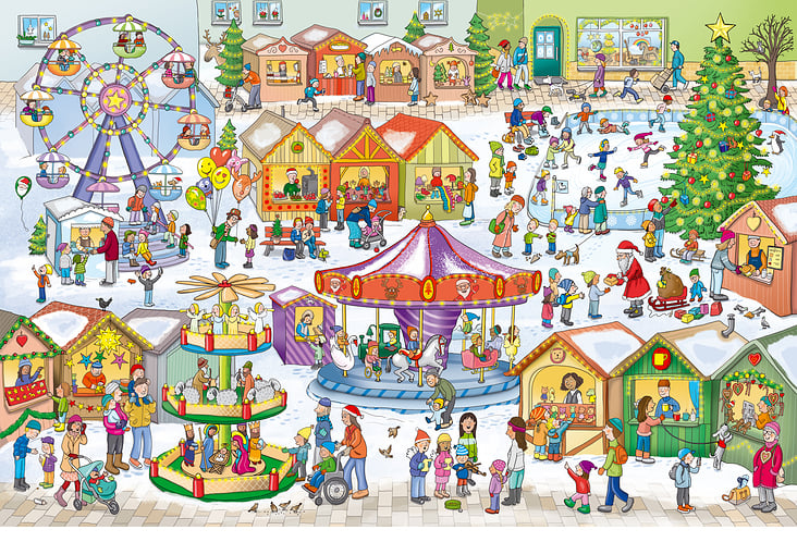 Wimmelbild Weihnachtsmarkt