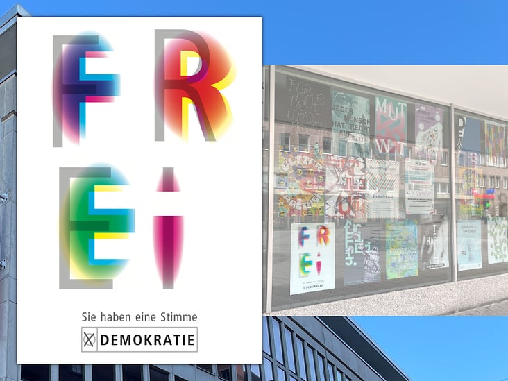 FREI (freie Wahl) | Plakat Entwurf | Ausstellung Schaufensterfront öffentlicher Raum