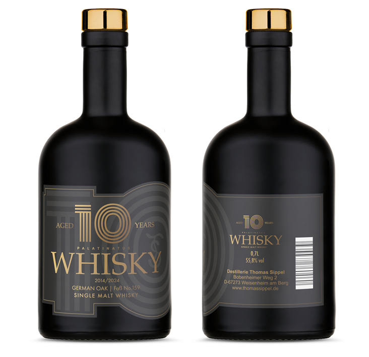 Gestaltung von 10-Jahres-Wisky-Etikett_Destillerie-Thomas-Sippel (Pfalz)