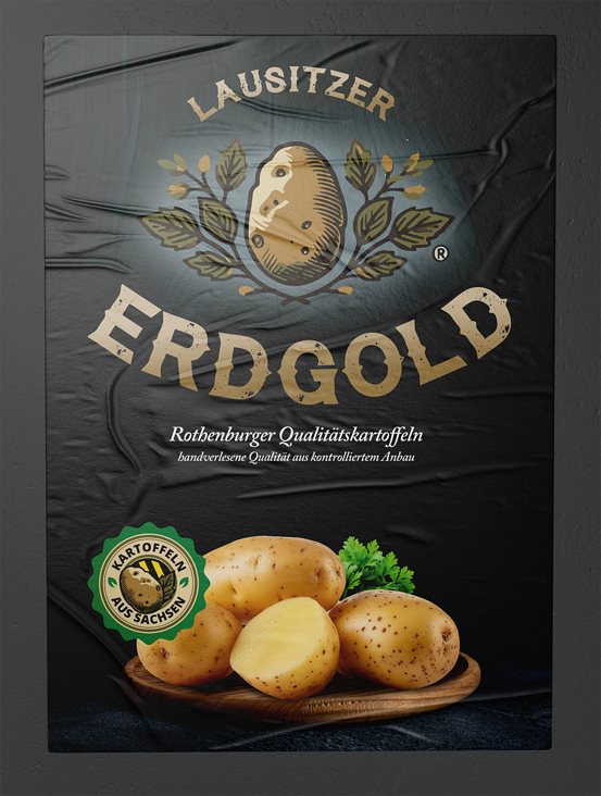 Entwicklung von Logo und Key-Visual für die Marke „Lausitzer-Erdgold“ (Kartoffeln)