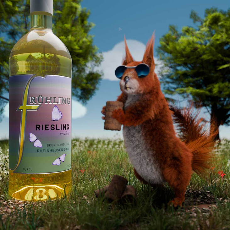 Cooles Eichhörnchen sammelt nicht nur Weinkorken