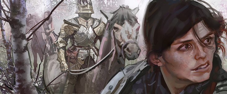 Knight Parade in Foggy Woods (^^Personal Work)