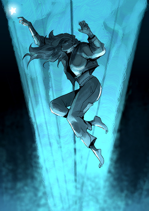 In the blue light