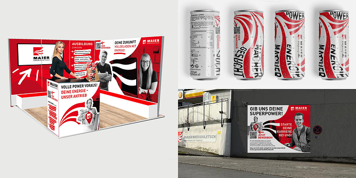 Messestand Design, Getränke Dose, Werbung Plakat