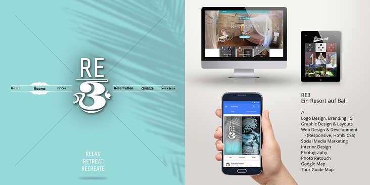 RE3 Branding Logo Design, Website Development, Interior Design, Fotografie,
