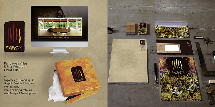 Pandawas 5 Star Villas Logo, Briefpapier, Website, Foto Shooting