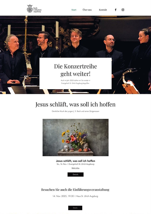 Website Bach Collegium Augsburg