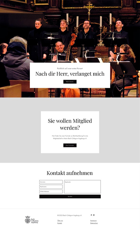 Website Bach Collegium Augsburg