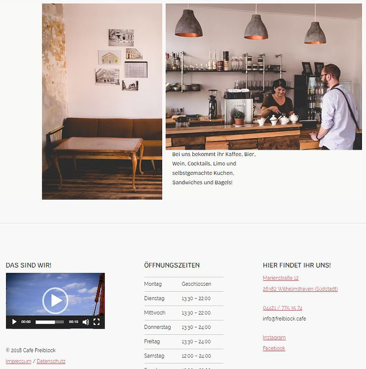 Website Café Freiblock
